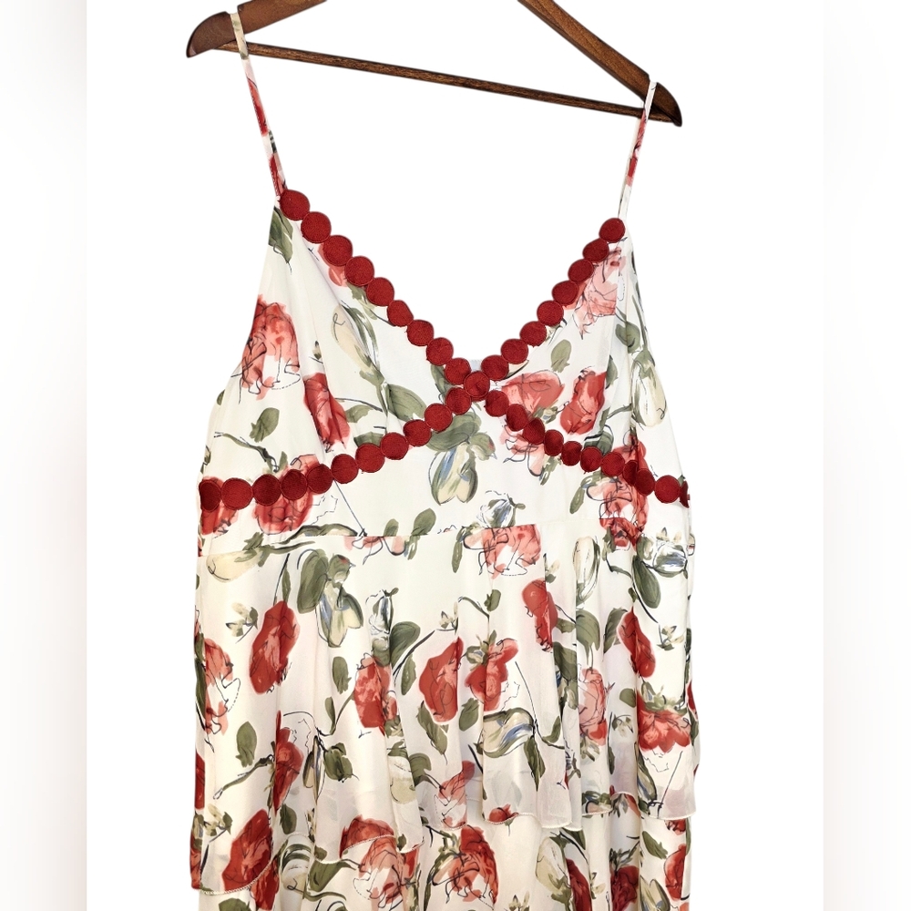 Davi & Dani Boutique Red Rose Layered Maxi Cami Floral Dress - Plus Size 3XL - Picture 7 of 17